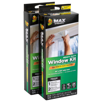 Duck Max Strength Window Insulation Kit Winter Window Seal Kit Fits Patio Doors Large Windows Heavy Duty Shrink Film Insulat