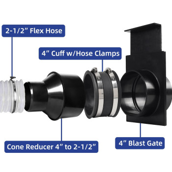 Combo Pack 4 To 212 Hose Cone Reducer Dust Collection Fitting 4 Flexible Hose Cuff Coupler Blast Gate For Dust C