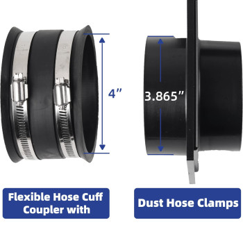 Combo Pack 4 To 212 Hose Cone Reducer Dust Collection Fitting 4 Flexible Hose Cuff Coupler Blast Gate For Dust C