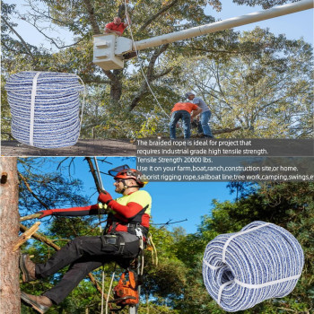 Tinvhy 34 Inch X 100 Feet Double Braid Polyester Rope 20000Lbs Breaking Strength Strong Pulling Rope For Tree Work Camping Swin