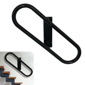 Veelleen Right Side Wall Mounted Handrail For 13 Steps Heavy Duty Hand Railing Grab Bars Ovalshape Safety Handle For Garage