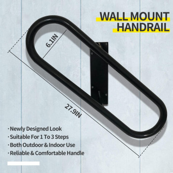 Veelleen Right Side Wall Mounted Handrail For 13 Steps Heavy Duty Hand Railing Grab Bars Ovalshape Safety Handle For Garage