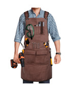 Uup Woodworking Aprons For Men With 9 Tool Pockets Waxed Canvas Work Apron Heavy Duty A Perfect Gifts For Men Adjustable Size