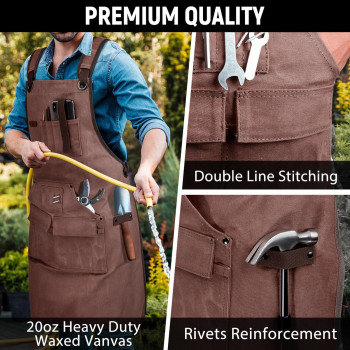 Uup Woodworking Aprons For Men With 9 Tool Pockets Waxed Canvas Work Apron Heavy Duty A Perfect Gifts For Men Adjustable Size