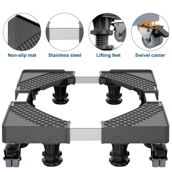 Hqo Lovl Upgrade Fridge Stand Mobile Base With 8 Locking Wheels And 4 Strong Feet 275 354 Adjustable Furniture Dolly For