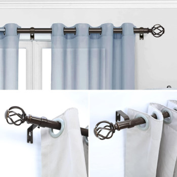 Voiiy Curtain Rods For Windows 18 To 45 Inch15375 Feet 34 Diameter Bronze Drapery Rods With Twisted Cage Finials Size18