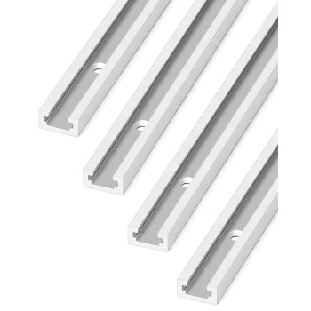 Qwork Aluminum T Track 4 Pack 48 Inch Universal Double Cut Profile T Track With Predrilled Mounting Holes And Screws Woodwork