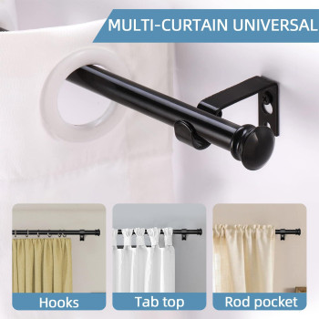 Corklatta Black Window Curtain Rods 30 To 88 Inches Decorative 58 Inch Diameter Single Window Curtain Rod Set For Room Divider