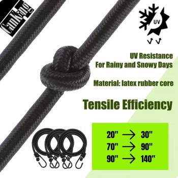 Canking Bungee Cords With Hooks Black 20 Inch 2 Pcs