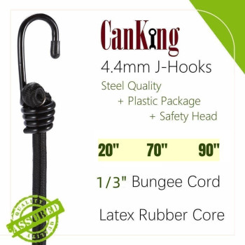 Canking Bungee Cords With Hooks Black 20 Inch 2 Pcs