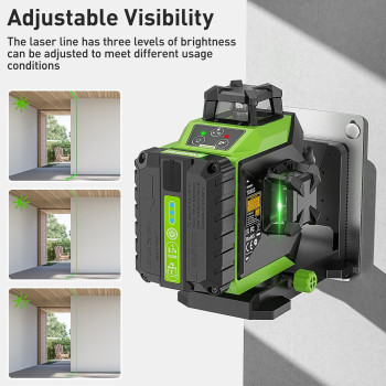 Huepar Laser Level 3 X 360 Selfleveling Cross Line Laser 3D Green Laser Level With Pulse Mode Alignment Laser Tool With Recharg