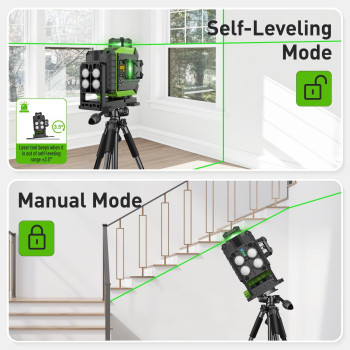 Huepar Laser Level 3 X 360 Selfleveling Cross Line Laser 3D Green Laser Level With Pulse Mode Alignment Laser Tool With Recharg