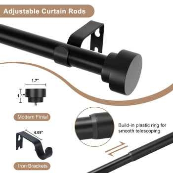 Black Curtain Rods For Windows 28 To 48 Inch234Ft 1 Inch Diameter Heavy Duty Curtain Rods Adjustable Curtain Rod Modern Deco