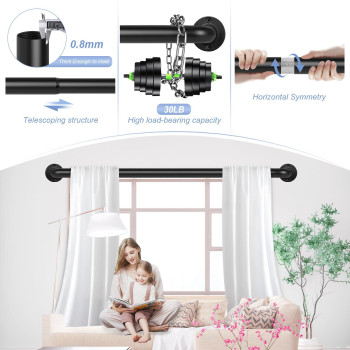 Black Wrap Around Curtain Rods For Windows 48 To 84 Inch47Ft Heavy Duty Black Curtain Rods Adjustable Blackout Curtain Rod Ro