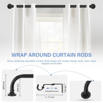 Black Wrap Around Curtain Rods For Windows 28 To 48 Inch234Ft Heavy Duty Black Curtain Rods Adjustable Blackout Curtain Rod