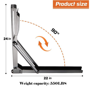 Ultrawall 24 Inch Black Sturdy Folding Shelf Brackets Heavy Duty Adjustable Steel Wall Mounted Collapsible Shelf Bracket Max L