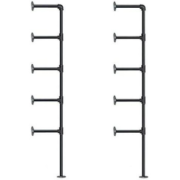 77Tall 14Deep 2Pcs Industrial Retro Wall Mount Iron Pipe Shelf Diy Open Bookshelf Hung Bracket Home Improvement Kitchen Sh