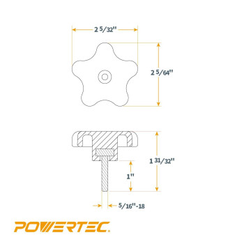 Powertec Qnb3007P2 5Star Stud Knob 51618 10 Pk