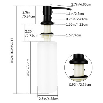 1 Pcs Soap Dispenser For Kitchen Sink Stainless Steel Built In Soap Dispenser Countertop Pump Head With 17Oz Large Liquid Bottle