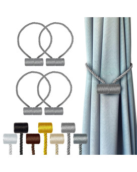 Hion Magnetic Curtain Tiebacks Grey 4 Pack Curtain Tiebacks Buckles Holdbacks Holders Hooks Clip For Home Bedroom Office Decora