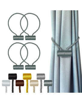 Hion Magnetic Curtain Tiebacks Gray Blue 4 Pack Curtain Tiebacks Buckles Holdbacks Holders Hooks Clip For Home Bedroom Office