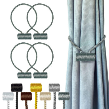 Hion Magnetic Curtain Tiebacks Gray Blue 4 Pack Curtain Tiebacks Buckles Holdbacks Holders Hooks Clip For Home Bedroom Office