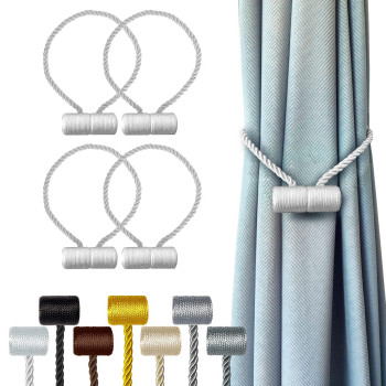 Hion Magnetic Curtain Tiebacks White 4 Pack Curtain Tiebacks Buckles Holdbacks Holders Hooks Clip For Home Bedroom Office