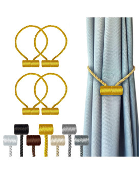 Hion Magnetic Curtain Tiebacks Golden 4 Pack Curtain Tiebacks Buckles Holdbacks Holders Hooks Clip For Home Bedroom Office Deco