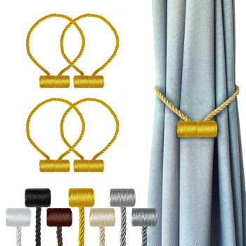 Hion Magnetic Curtain Tiebacks Golden 4 Pack Curtain Tiebacks Buckles Holdbacks Holders Hooks Clip For Home Bedroom Office Deco