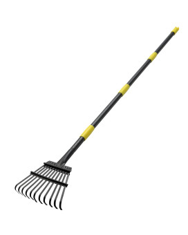 Rake For Leaves Heavy Duty Garden Small Leaf Rake For Lawns 60 Long 85 Inch Wide Adjustable 11 Tines Sturdy Metal Yard Rake