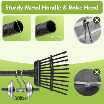 Rake For Leaves Heavy Duty Garden Small Leaf Rake For Lawns 60 Long 85 Inch Wide Adjustable 11 Tines Sturdy Metal Yard Rake