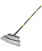 Rake For Leaves Heavy Duty Garden Leaf Rake For Lawns 65 Long 18 Wide Adjustable 25 Tines Sturdy Metal Yard Rake With Non