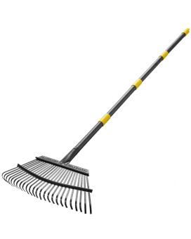 Rake For Leaves Heavy Duty Garden Leaf Rake For Lawns 65 Long 18 Wide Adjustable 25 Tines Sturdy Metal Yard Rake With Non