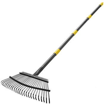 Rake For Leaves Heavy Duty Garden Leaf Rake For Lawns 65 Long 18 Wide Adjustable 25 Tines Sturdy Metal Yard Rake With Non