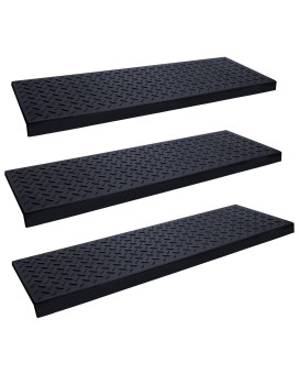 Spurtar Rubber Stair Treads 30 X 10 3Pcs Outdoor Rubber Stair Treads Nonslip 30 Inch Rubber Stair Treads For Wooden Steps