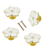 Lldynw 4 Pcs White Flower Knobs Petal Handles Kitchen Cabinet Knobs Dresser Knobs Drawer Knobs White Drawer Pull Handles Cabinet