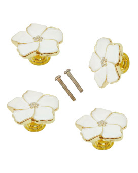 Lldynw 4 Pcs White Flower Knobs Petal Handles Kitchen Cabinet Knobs Dresser Knobs Drawer Knobs White Drawer Pull Handles Cabinet