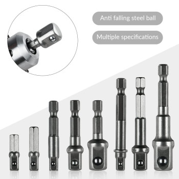 8 Pcs Drill Bit Adapter Impact Grade Socket Adapter Set Hex Shank Drill Nut Driver Bit Set Sizes 14 38 12Inch For Scre