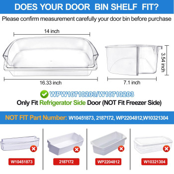 Upgraded Wpw10710203 Refrigerator Door Bin Shelf Replacement Compatible With Whirlpool Kenmore Refrigerator Door Shelf Parts W1