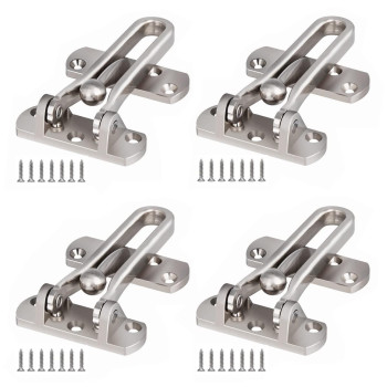 Kovosch 4 Pack Swing Bar Lock Satin Nickel Heavy Duty Door Lock Security Sturdy Swing Bar Door Guard For Front Doors Zinc All