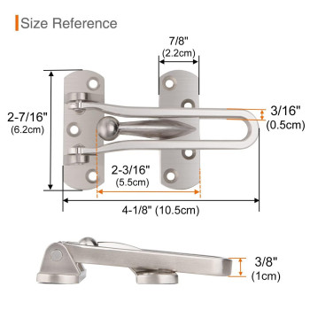 Kovosch 4 Pack Swing Bar Lock Satin Nickel Heavy Duty Door Lock Security Sturdy Swing Bar Door Guard For Front Doors Zinc All