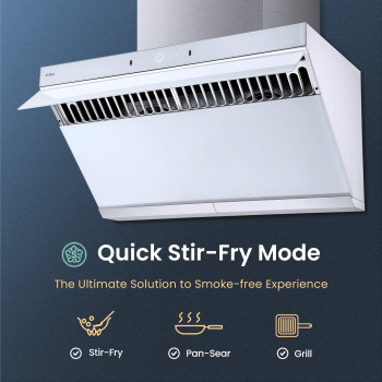 Fotile Jqg9006W 36 Undercabinet Or Wallmount Range Hood Dual Dcmotor Slant Vent Series Motion Activate Touchscreen