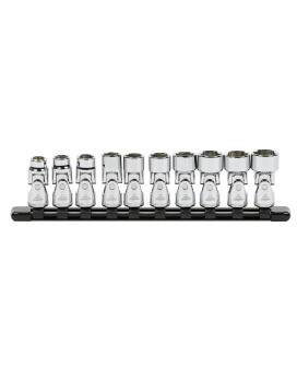 Ares 39015 10Piece 38Inch Drive Metric Universal Flex Socket Set 6Point Sockets From 10Mm To 19Mm Universal Joint Flex