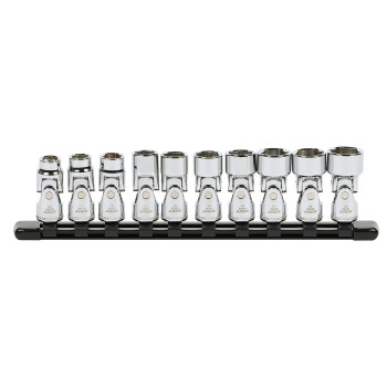 Ares 39015 10Piece 38Inch Drive Metric Universal Flex Socket Set 6Point Sockets From 10Mm To 19Mm Universal Joint Flex