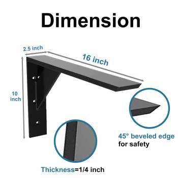 Heavy Duty Shelf Brackets 2 Pack 16 X 10 X 2 15 Steel Countertop Support Bracket L Brackets Mantel Bracket For Wood Grani