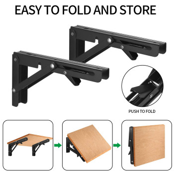 Tooinkcv 2 Pcs Folding Shelf Brackets 8 Inch Heavy Duty Floating Triangle Shelf Brackets Collapsible Shelves Brackets Wall Mo