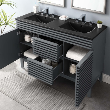 Modway Render 48 Double Bathroom Vanity In Gray Black