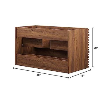 Modway Render 36 Wallmount Bathroom Vanity Cabinet In Walnut Sink Basin Not Included