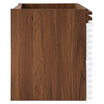 Modway Render 36 Wallmount Bathroom Vanity Cabinet In White Walnut Sink Basin Not Included