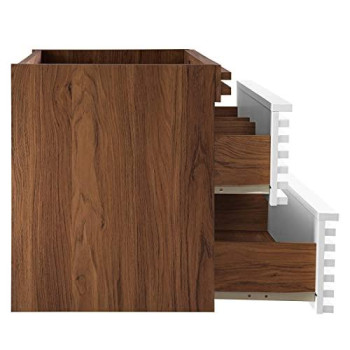 Modway Render 36 Wallmount Bathroom Vanity Cabinet In White Walnut Sink Basin Not Included